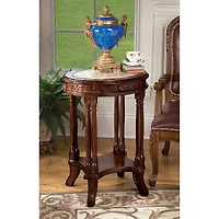 Design Toscano 2ft. Balfour Colonnade Marble-Topped Hardwood Side Table