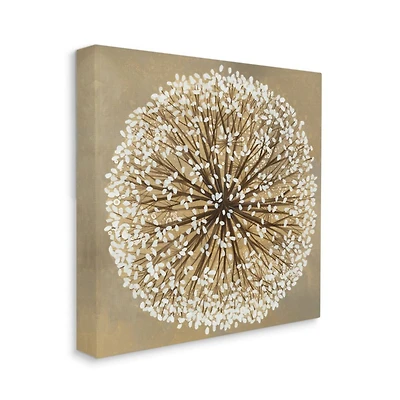 Stupell Industries Abstract Dandelion Flower Full Bloom Brown White Canvas Wall Art