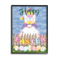 Stupell Industries Happy Easter Garden Gnome Eggs Framed Giclee Art