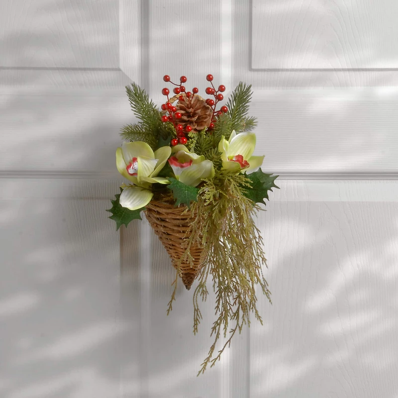 11" Cymbidium Flower Wall Basket