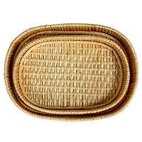 Household Essentials Natural Handwoven Nesting Oval Willow Tray Set