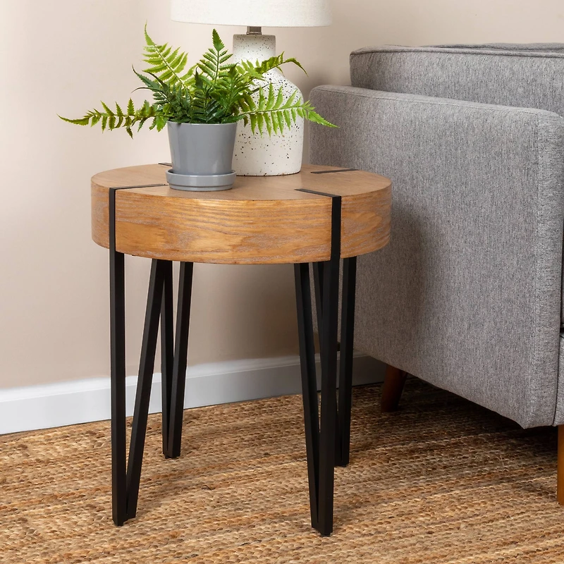 Hello Honey® 22" Astoria Wood End Table with Metal Hairpin Legs