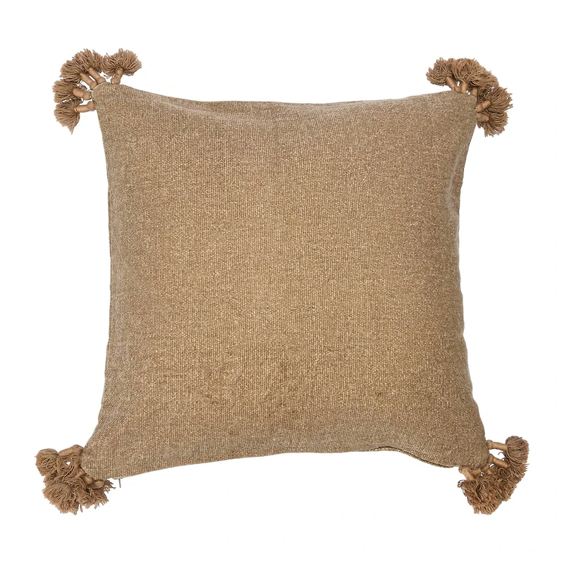 Hello Honey® Brown Square Canvas Pillow Cover with Tassels