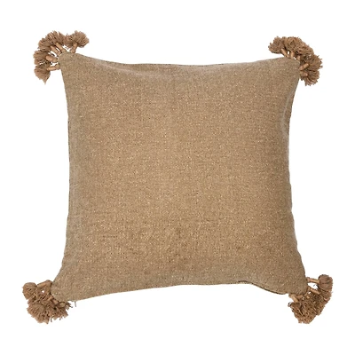 Hello Honey® Brown Square Canvas Pillow Cover with Tassels