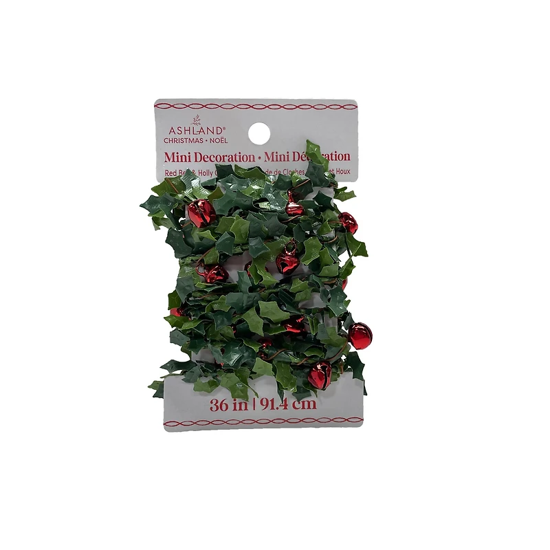 Mini Red Bell & Holly Garland by Ashland®