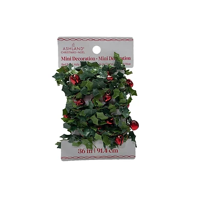 Mini Red Bell & Holly Garland by Ashland®