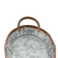 Set of 3" Grey Metal Farmhouse Tray, 14", 22", 28"