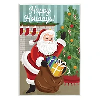 Stupell Industries Happy Holidays Santa Gift Bag Wall Plaque Art