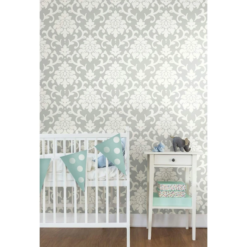 RoomMates Gray Damask Peel & Stick Wallpaper