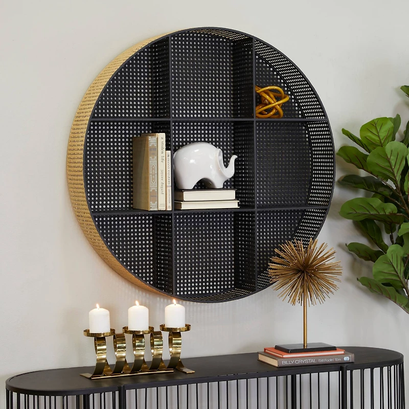 The Novogratz Black Modern Wall Shelf, 32" x 6" x 32"