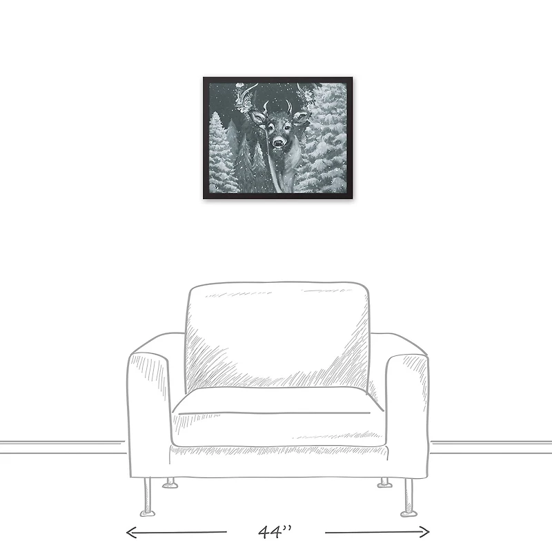 Neutral Painted Deer Black Framed Canvas Wall Art