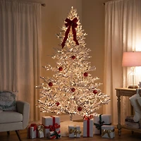 6.5ft. Pre-Lit Medium Flocked Garden IPT Artificial Christmas Tree, Warm White LED Lights