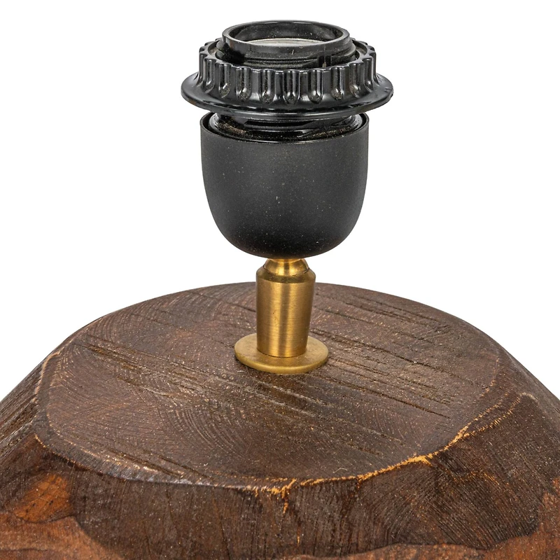 Hello Honey® 16" Natural Reclaimed Wood Table Lamp with Cotton Chambray Shade