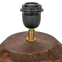 Hello Honey® 16" Natural Reclaimed Wood Table Lamp with Cotton Chambray Shade