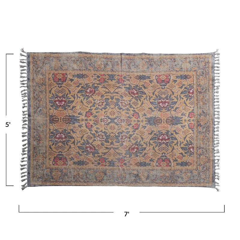 Hello Honey® Cotton Chenille Distressed Print Rug with Fringe