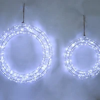 LED Lighted Hanging Christmas Wreath Decorations - 18" - Set of 2 - Cool White Lights
