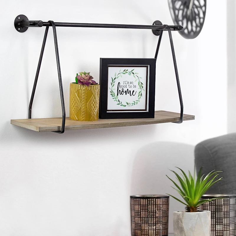 Rustic Hanging Wall Shelves Set
