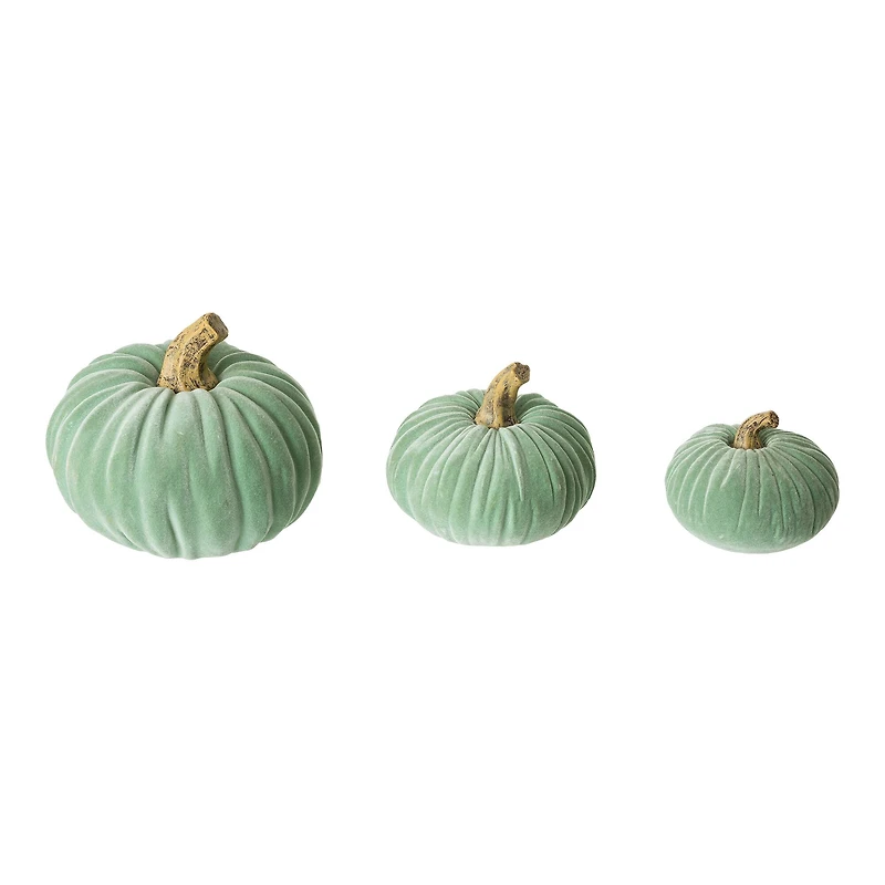 Glitzhome® Mint Green Velvet Pumpkins Set