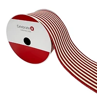 3.5" x 25ft. Red Ticking Wired Ribbon by Celebrate It®