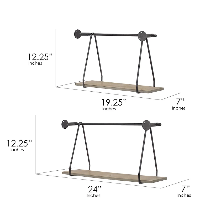 Rustic Hanging Wall Shelves Set