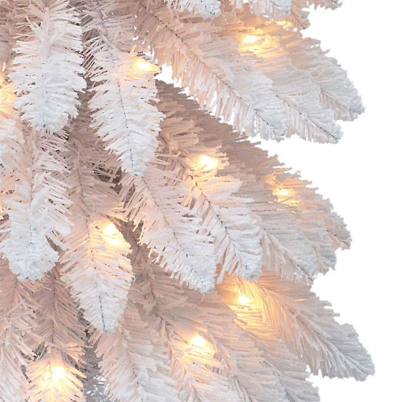 7ft. Pre-Lit Flocked Artificial Alpine Pencil Tree