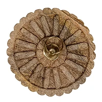 Hello Honey® 5.75" Round Carved Mango Wood Pleated Box with Lid & Metal Pull