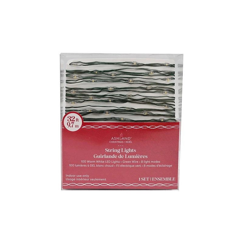 100ct. Warm White LED Bead String Lights on Green Wire by Ashland®