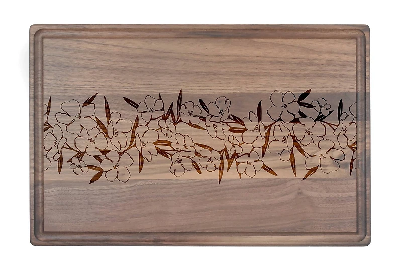 Floral Center Band 17" x 11" Walnut Cutting Board
