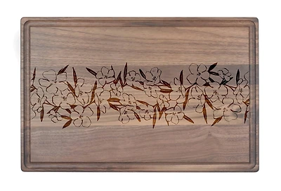 Floral Center Band 17" x 11" Walnut Cutting Board