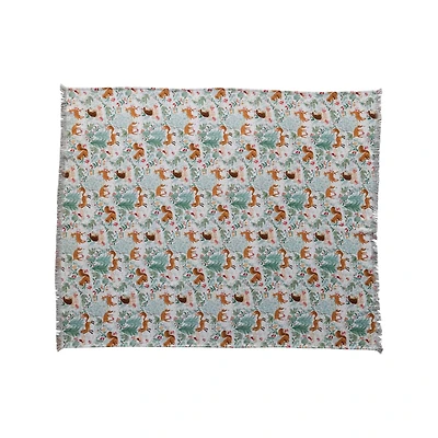 Hello Honey® 60" Multicolor Flora & Fauna Cotton Throw with Fringe