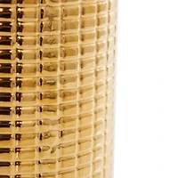 8" Gold Ceramic Geometric Dimensional Textured Vase Set with Grid Patterns