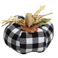5" White & Black Buffalo Plaid Fall Harvest Pumpkin