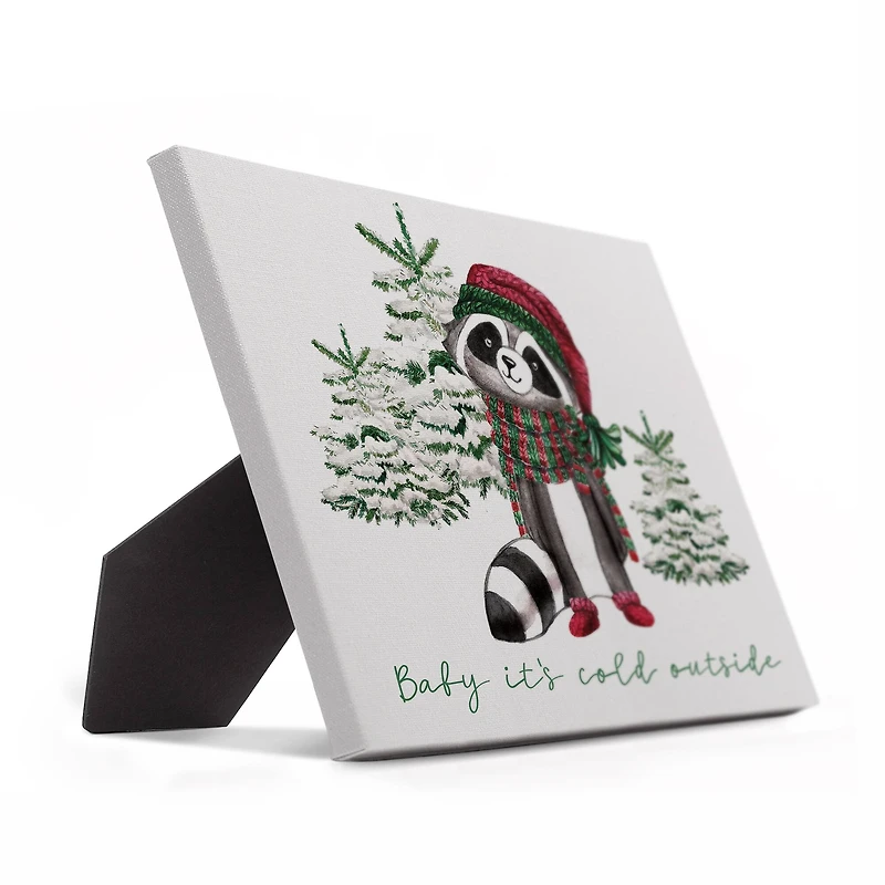 Baby Cold Outside Raccoon 10x8 Tabletop Canvas