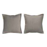 Hello Honey® Gray Embroidered Flower Linen Blend Pillow Set