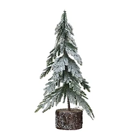 Hello Honey Snow Finish Faux Fir Tree with Wood Base