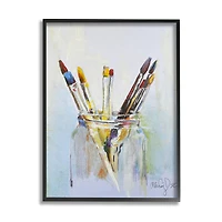 Stupell Industries Paintbrushes in Glass Jar Expressive Artist Tools Framed Wall Art