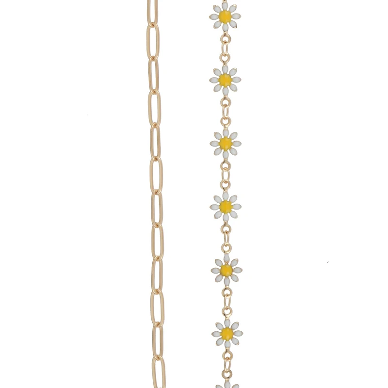 9.5" Gold Paper Clip & White Daisy Trucker Hat Chain by Make Market®