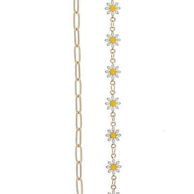 9.5" Gold Paper Clip & White Daisy Trucker Hat Chain by Make Market®