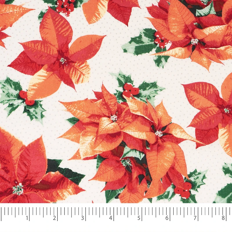 SINGER Christmas Poinsettia Cotton Fabric Fat Quarter Bundle