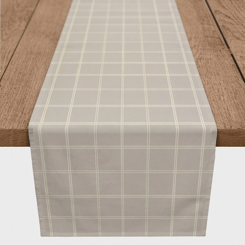 90" Gray & White Check Cotton Twill Runner