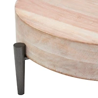 13" Cream Mango Wood Tray with Black Metal Leg