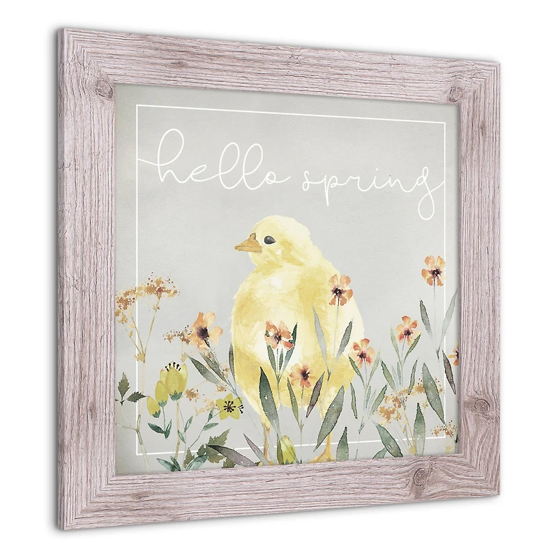 Hello Spring Chick 2 16" x 16" Western White Framed Print