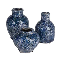 Hello Honey® Navy Terra Cotta Vase Set with Crackle Glaze