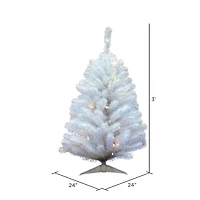 3ft. Pre-Lit Crystal White Spruce Artificial Christmas Tree, Warm White LED Lights