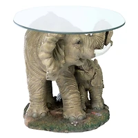 Design Toscano 18" Elephant's Majesty Glass-Topped Cocktail Table