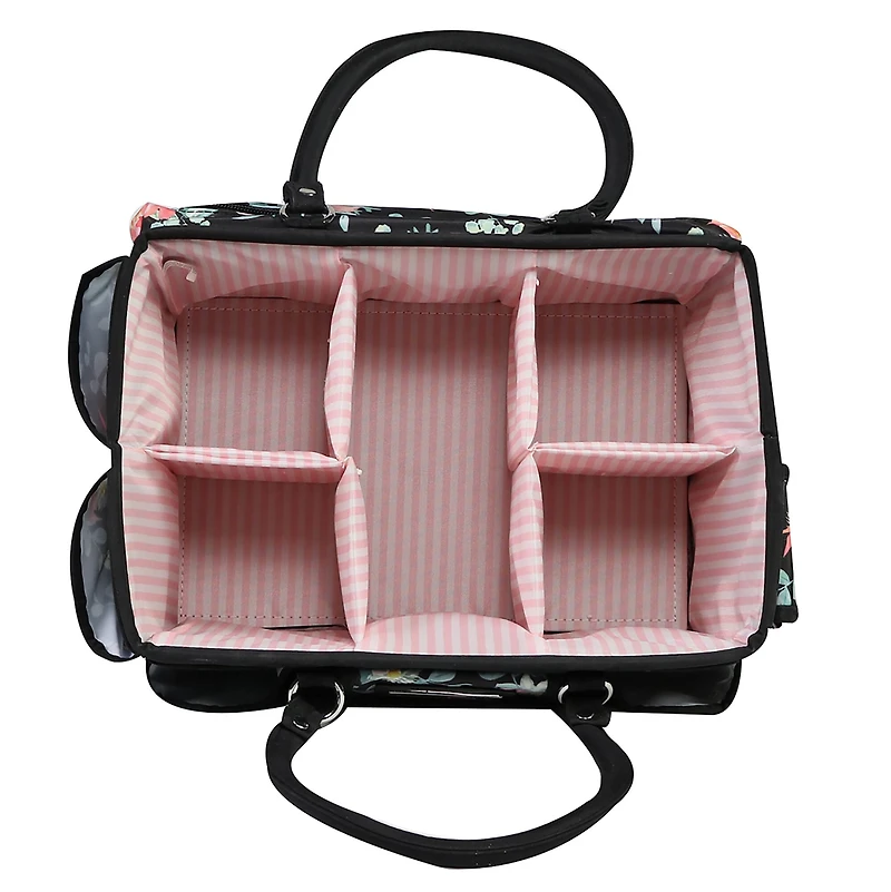 Everything Mary Black & Floral Deluxe Store & Tote Craft Organizer