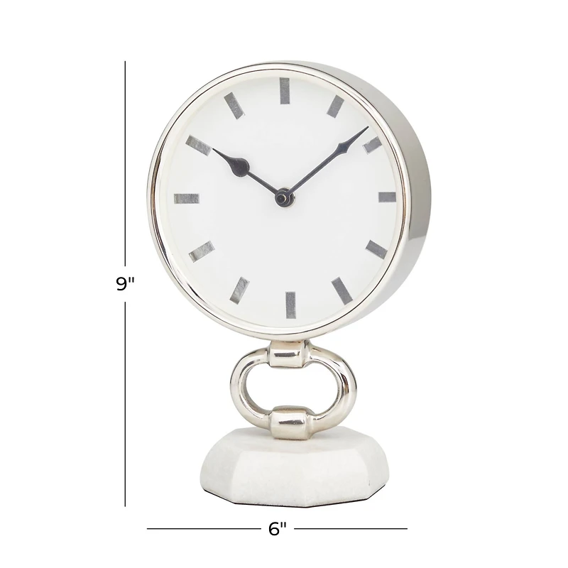 Silver Modern Abstract Clock, 6" x 4" x 10"