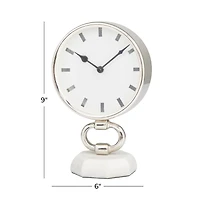 Silver Modern Abstract Clock, 6" x 4" x 10"