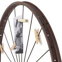 Brown Metal Bicycle Wheel Photo Holder Wall Décor