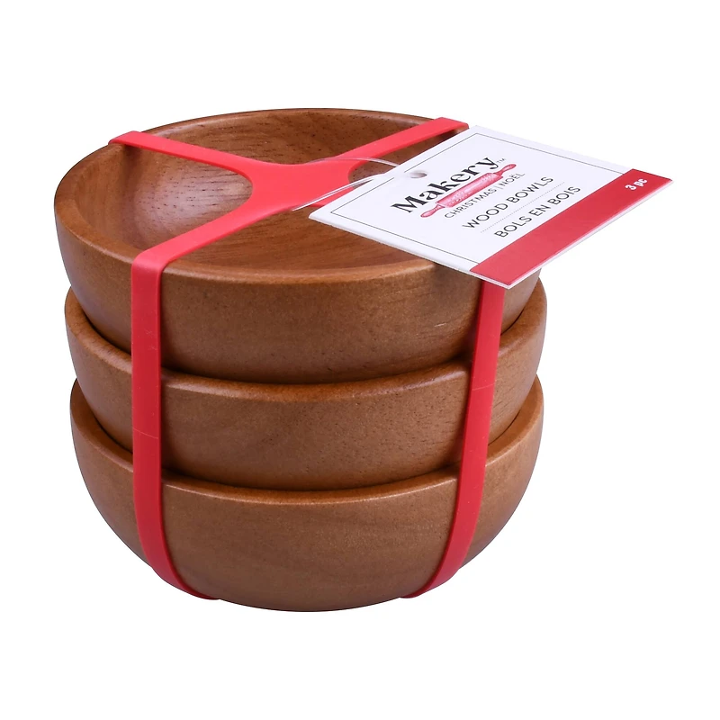 4" Wooden Bowls, 3ct. by Makery™